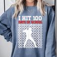 I Hit 100 Days Of School Baseball 100 Day Of School Comfort Colors Sweatshirt Denim I Hit 100 Days Of School Baseball 100 Day Of School Comfort Colors Sweatshirt Denim