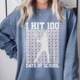 I Hit 100 Days Of School Boys Kids 100th Day Balls Baseball Comfort Colors Sweatshirt Denim I Hit 100 Days Of School Boys Kids 100th Day Balls Baseball Comfort Colors Sweatshirt Denim