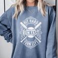 Hit Hard Run Fast Turn Left Baseball Player Fans Premium Tri-Blend Comfort Colors Sweatshirt Denim Hit Hard Run Fast Turn Left Baseball Player Fans Premium Tri-Blend Comfort Colors Sweatshirt Denim