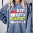 Hit Hard Run Fast Turn Left Baseball Quote Fan Coach Premium Tri-Blend Comfort Colors Sweatshirt Denim Hit Hard Run Fast Turn Left Baseball Quote Fan Coach Premium Tri-Blend Comfort Colors Sweatshirt Denim