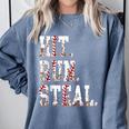 Hit Run Steal Baseball Mom For Women Baseball Comfort Colors Sweatshirt Denim Hit Run Steal Baseball Mom For Women Baseball Comfort Colors Sweatshirt Denim