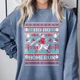 Ho Ho Homerun Baseball Ugly Christmas Sweater Party Hitter Comfort Colors Sweatshirt Denim Ho Ho Homerun Baseball Ugly Christmas Sweater Party Hitter Comfort Colors Sweatshirt Denim