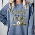 HUGvyn 6733 Days Of School Baseball 100 Days Camo Cap Boys Comfort Colors Sweatshirt Denim