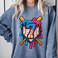 HUGvyn 7th Birthday Baseball Ice Cream Drip Number 7 Kid Boy Comfort Colors Sweatshirt Denim HUGvyn 7th Birthday Baseball Ice Cream Drip Number 7 Kid Boy Comfort Colors Sweatshirt Denim