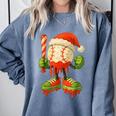 Ice Cream Drip Baseball Christmas Baseball Drip Candy Cane Comfort Colors Sweatshirt Denim