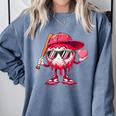 Ice Cream Drip Baseball Valentine's Day Spots Baseball Drip Comfort Colors Sweatshirt Denim