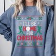 I’Ll Be Home For Christmas Baseball Ugly Sweater Art Comfort Colors Sweatshirt Denim I’Ll Be Home For Christmas Baseball Ugly Sweater Art Comfort Colors Sweatshirt Denim