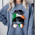 Ireland Baseball Mom Messy Bun Irish Baseball Girl Comfort Colors Sweatshirt Denim Ireland Baseball Mom Messy Bun Irish Baseball Girl Comfort Colors Sweatshirt Denim