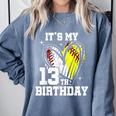 It's My 13th Birthday Baseball Softball Heart 13 Year Old Comfort Colors Sweatshirt Denim It's My 13th Birthday Baseball Softball Heart 13 Year Old Comfort Colors Sweatshirt Denim
