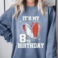 It's My 8th Birthday Baseball Football Heart 8 Year Old Comfort Colors Sweatshirt Denim It's My 8th Birthday Baseball Football Heart 8 Year Old Comfort Colors Sweatshirt Denim