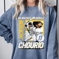 Jackson Chourio Milwaukee MLB Baseball Player MLBJCH203M Comfort Colors Sweatshirt Denim Jackson Chourio Milwaukee MLB Baseball Player MLBJCH203M Comfort Colors Sweatshirt Denim
