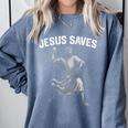 Jesus Saves Shirt Religious Christian Faith Baseball Comfort Colors Sweatshirt Denim