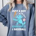 Just A Boy Who Loves Axolotls & Baseball Comfort Colors Sweatshirt Denim Just A Boy Who Loves Axolotls & Baseball Comfort Colors Sweatshirt Denim