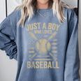 Just a Boy Who Loves Baseball Comfort Colors Sweatshirt Denim Just a Boy Who Loves Baseball Comfort Colors Sweatshirt Denim