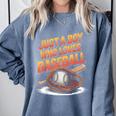 Just A Boy Who Loves Baseball Player Kids Comfort Colors Sweatshirt Denim Just A Boy Who Loves Baseball Player Kids Comfort Colors Sweatshirt Denim
