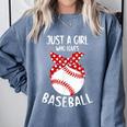 Just A Girl Who Loves Baseball Cute Retro Baseball Lover Comfort Colors Sweatshirt Denim Just A Girl Who Loves Baseball Cute Retro Baseball Lover Comfort Colors Sweatshirt Denim
