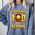 I Just Hit 100 Days Of School Baseball Boys Kids 100th Day Comfort Colors Sweatshirt Denim I Just Hit 100 Days Of School Baseball Boys Kids 100th Day Comfort Colors Sweatshirt Denim