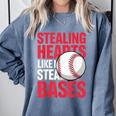 Kids Stealing Hearts Like I Steal Bases Cute Baseball Boys Comfort Colors Sweatshirt Denim Kids Stealing Hearts Like I Steal Bases Cute Baseball Boys Comfort Colors Sweatshirt Denim