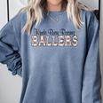 Kinda Busy Raising Ballers Funny Baseball Mom Mother's Day Comfort Colors Sweatshirt Denim