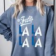 LA Baseball Fan Christmas FA La La Holiday Blue Theme Comfort Colors Sweatshirt Denim LA Baseball Fan Christmas FA La La Holiday Blue Theme Comfort Colors Sweatshirt Denim