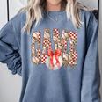 Leopard Checkered Game Day Baseball Coquette Bow Women Girls Comfort Colors Sweatshirt Denim Leopard Checkered Game Day Baseball Coquette Bow Women Girls Comfort Colors Sweatshirt Denim