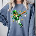 Leprechaun Play Baseball St Patrick's Day Men Kid Boys Comfort Colors Sweatshirt Denim Leprechaun Play Baseball St Patrick's Day Men Kid Boys Comfort Colors Sweatshirt Denim