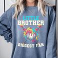 Little Brother Biggest Fan Baseball Cream Drip Crossed Bats Comfort Colors Sweatshirt Denim Little Brother Biggest Fan Baseball Cream Drip Crossed Bats Comfort Colors Sweatshirt Denim