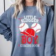 Little Slugger Boy Coming Soon Baby Announcement Baseball Comfort Colors Sweatshirt Denim Little Slugger Boy Coming Soon Baby Announcement Baseball Comfort Colors Sweatshirt Denim