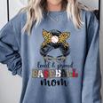 Loud And Proud Baseball Mom Messy Bun Leopard Baseball Mom Comfort Colors Sweatshirt Denim