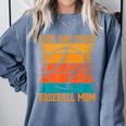 Loud And Proud Baseball Mom Vibrant Colorful Stripe Comfort Colors Sweatshirt Denim