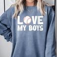 I Love My Boys Baseball Moms Comfort Colors Sweatshirt Denim