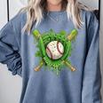 Lucky Shamrock Baseball Gloves Drip St Patrick's Day Boys Comfort Colors Sweatshirt Denim Lucky Shamrock Baseball Gloves Drip St Patrick's Day Boys Comfort Colors Sweatshirt Denim