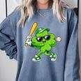 Lucky Shamrock Playing Baseball St Patrick's Kids Boys Comfort Colors Sweatshirt Denim Lucky Shamrock Playing Baseball St Patrick's Kids Boys Comfort Colors Sweatshirt Denim