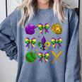 Mardi Gras Baseball Coquette Bow Fat Tuesday Parade Girls Comfort Colors Sweatshirt Denim Mardi Gras Baseball Coquette Bow Fat Tuesday Parade Girls Comfort Colors Sweatshirt Denim