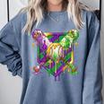Mardi Gras Ice Cream Drip Baseball Sports For Men Women Kids Comfort Colors Sweatshirt Denim