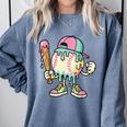 Melted Ice-Cream Baseball Mascot Pastel Pop Comfort Colors Sweatshirt Denim
