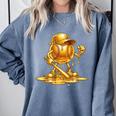 Melting Baseball Mascot Slugger Bat Cap Cartoon Comfort Colors Sweatshirt Denim Melting Baseball Mascot Slugger Bat Cap Cartoon Comfort Colors Sweatshirt Denim