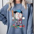 Melting Slime Sprinkle Baseball Mascot With Bat Comfort Colors Sweatshirt Denim Melting Slime Sprinkle Baseball Mascot With Bat Comfort Colors Sweatshirt Denim
