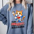 Take Meowt To The Ball Game Tee Slugger Cat Baseball Comfort Colors Sweatshirt Denim