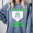 Messy Bun Baseball Mom My Stepchild Works From Home Comfort Colors Sweatshirt Denim