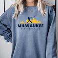 Milwaukee Baseball Minimalist City Skyline Baseball Lover Comfort Colors Sweatshirt Denim Milwaukee Baseball Minimalist City Skyline Baseball Lover Comfort Colors Sweatshirt Denim