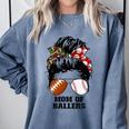 Mom Of Ballers Messy Bun Football Mom Baseball Mom Of Both Premium Tri-Blend Comfort Colors Sweatshirt Denim Mom Of Ballers Messy Bun Football Mom Baseball Mom Of Both Premium Tri-Blend Comfort Colors Sweatshirt Denim