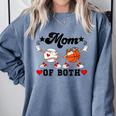 Mom Of Both Basketball Baseball Mom Comfort Colors Sweatshirt Denim