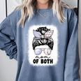 Mom Of Both Volleyball And Baseball Mom For Women Messy Bun Comfort Colors Sweatshirt Denim Mom Of Both Volleyball And Baseball Mom For Women Messy Bun Comfort Colors Sweatshirt Denim