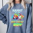 Nanny Of The Birthday Boy Baseball Football Colorful Comfort Colors Sweatshirt Denim