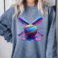 Neon Dripping Baseball And Bats Colorful Sports Art Comfort Colors Sweatshirt Denim Neon Dripping Baseball And Bats Colorful Sports Art Comfort Colors Sweatshirt Denim