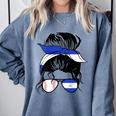 Nicaraguan Baseball Mom Nicaragua Flag Baseball Girl Comfort Colors Sweatshirt Denim