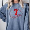 Number 7 Years Baseball 7TH Birthday Comfort Colors Sweatshirt Denim