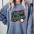 Outfield On Lockdown Baseball Defense Sports Comfort Colors Sweatshirt Denim Outfield On Lockdown Baseball Defense Sports Comfort Colors Sweatshirt Denim