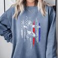 Patriotic Baseball Catcher American Flag Sports Tee Comfort Colors Sweatshirt Denim